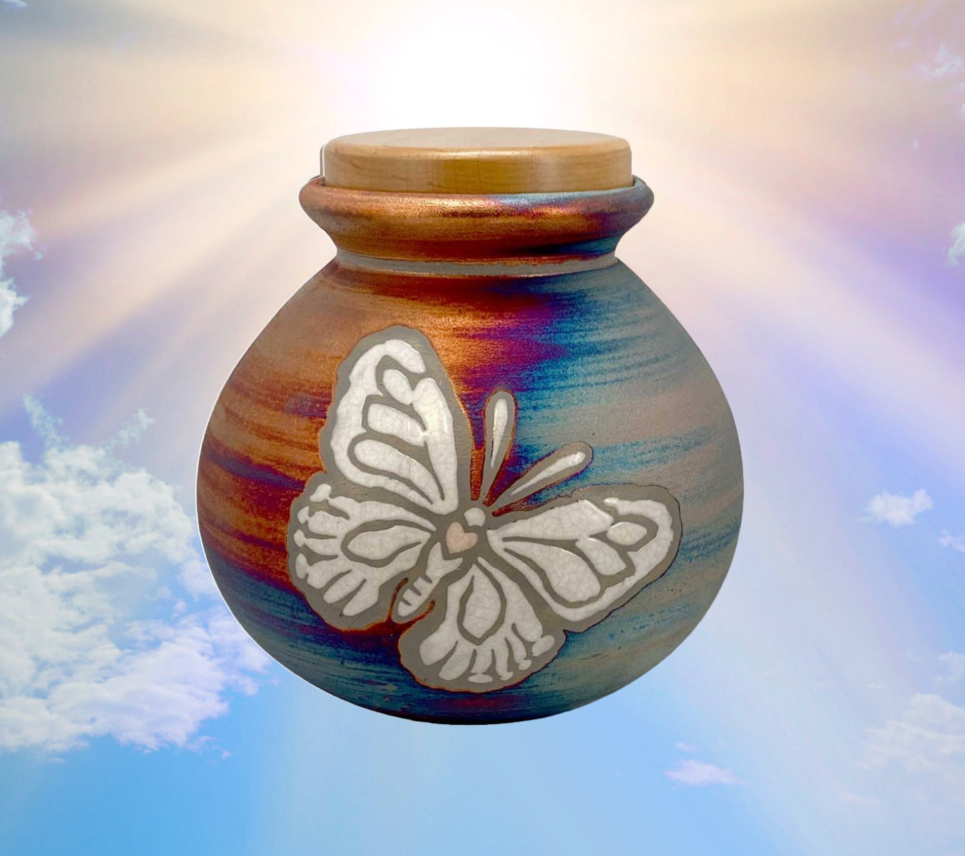 Butterfly Raku Cremation Adult or Medium Urn - Personalization Option