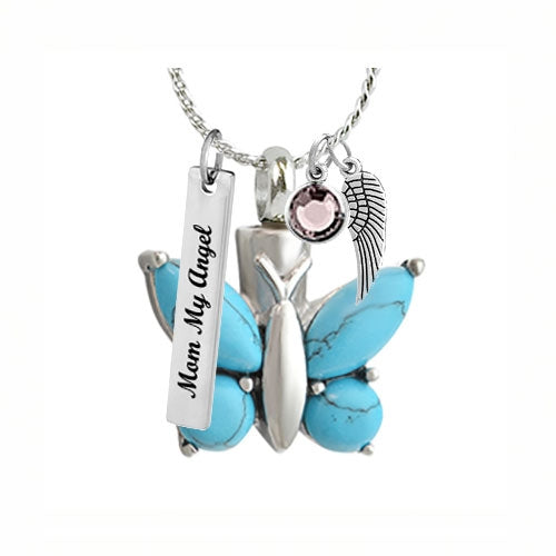 Butterfly Turquoise Pendant Ash Urn - Love Charms Option
