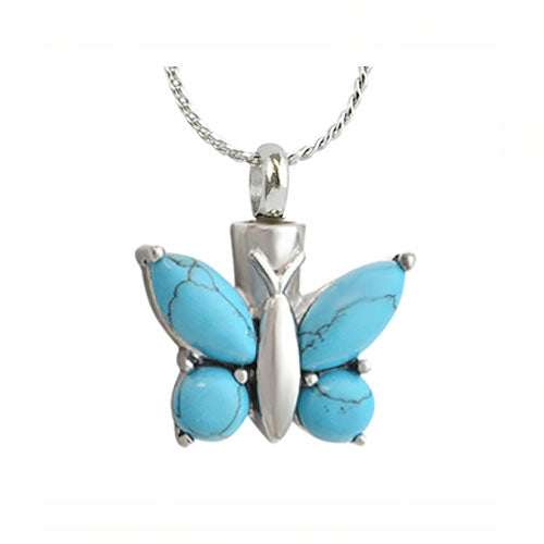 Butterfly Turquoise Pendant Ash Urn - Love Charms Option