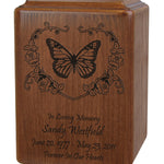 Custom Wood Butterfly Wood Urn