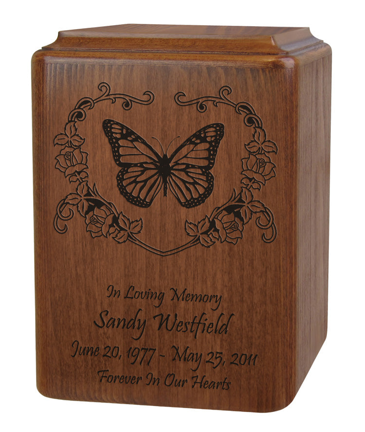 Custom Wood Butterfly Wood Urn