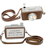 Classic Camera Urn - Leather Wrapped Keepsake Cremation Urn - Photo & Personalization Option