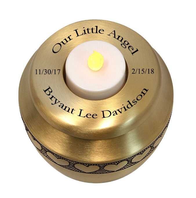 Candle Heart Brass Infant Urn