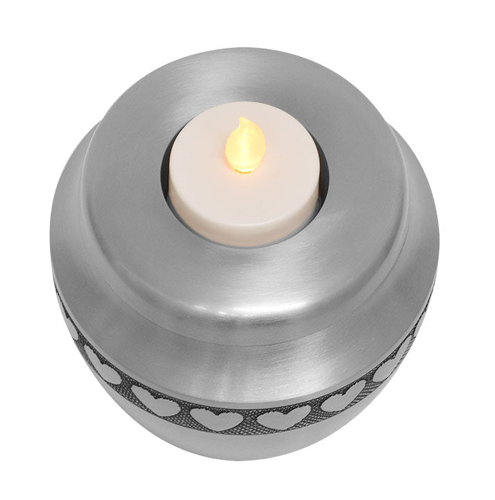 Candle Heart Pewter Baby Urn