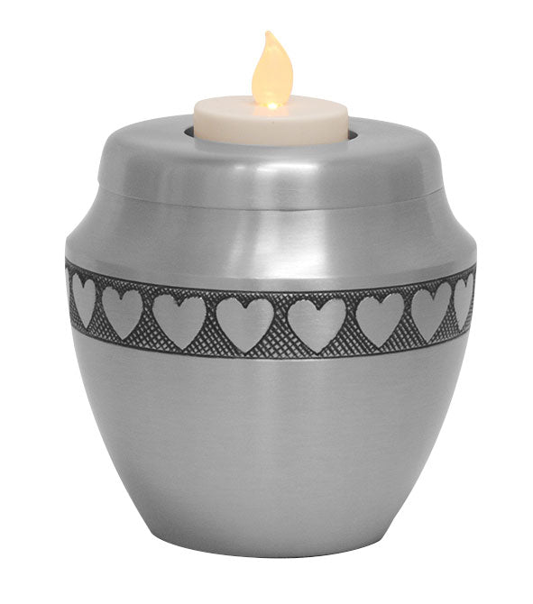 Candle Heart Pewter Keepsake Urn