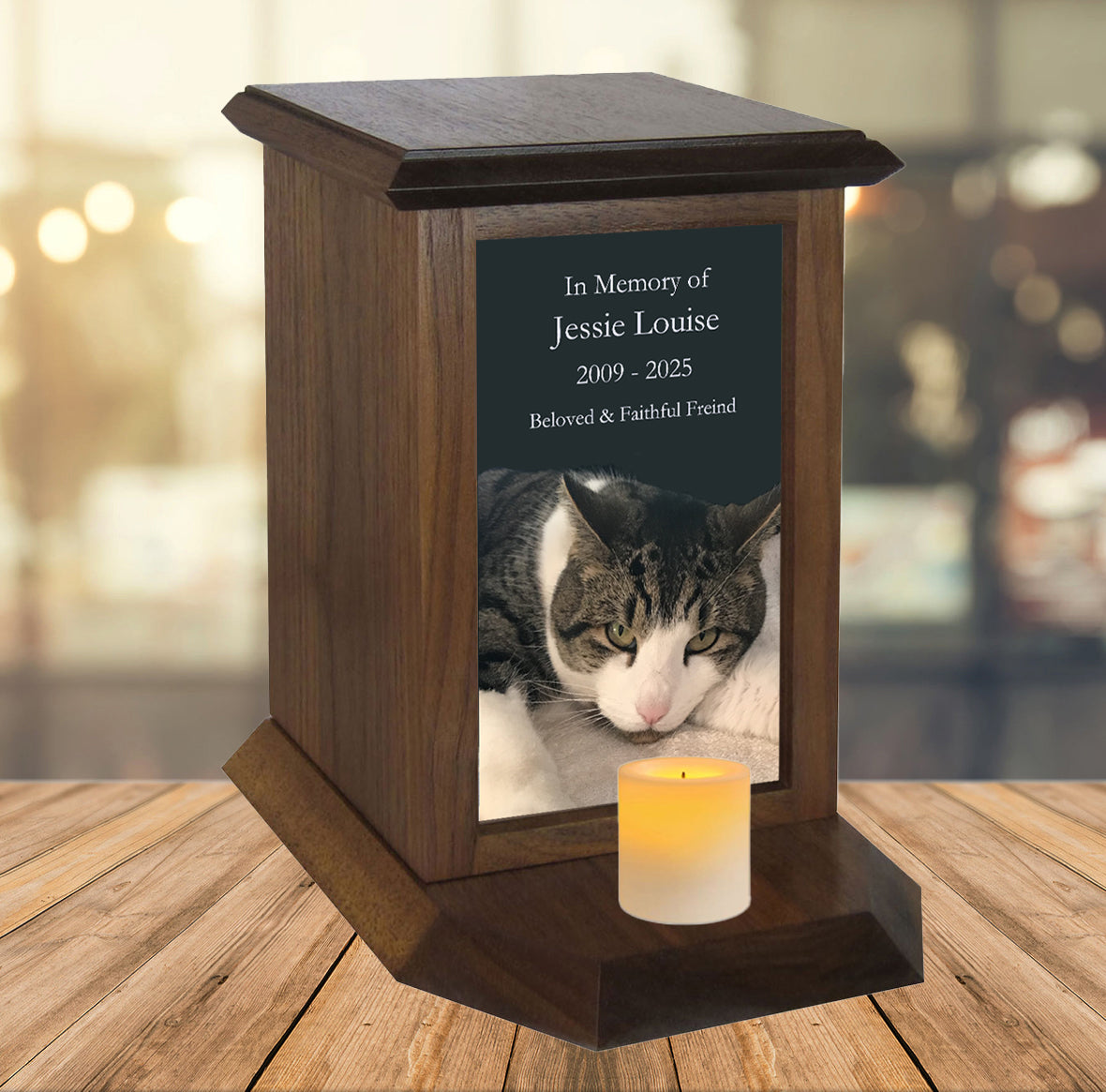 Cat Photo Candle Urn - Free Photo and Personalization - Candle Included
