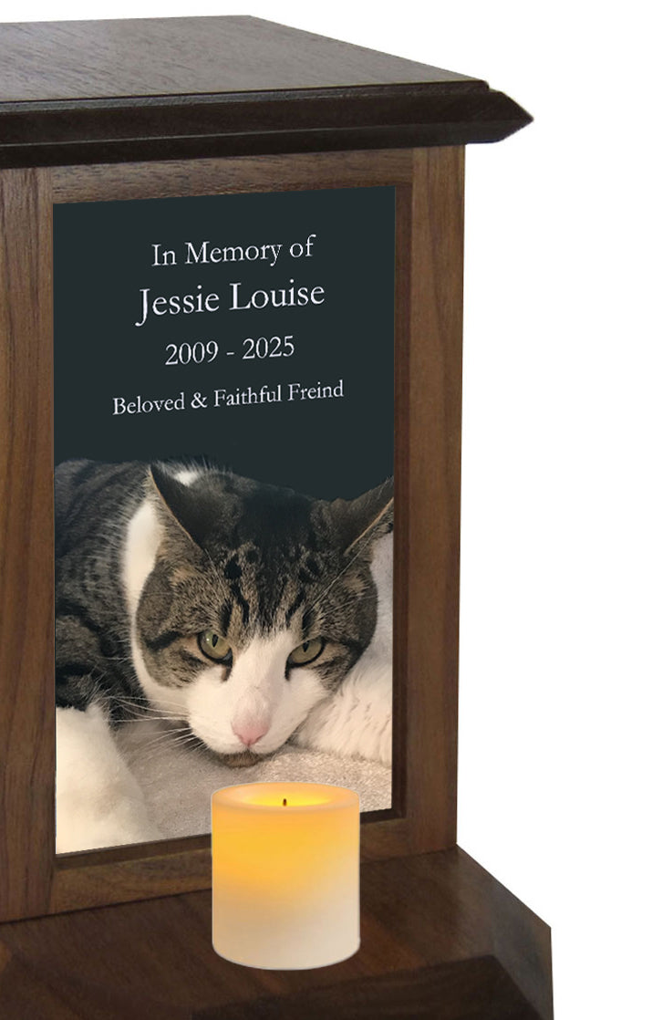 Cat Photo Candle Urn - Free Photo and Personalization - Candle Included