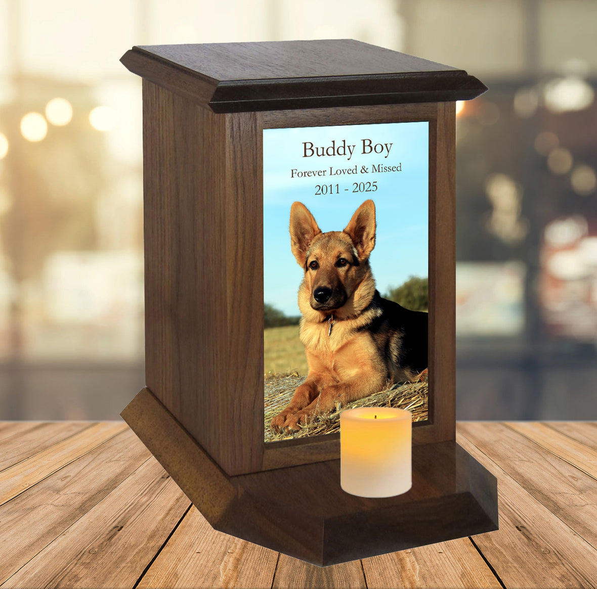 Dog Photo Candle Urn - Free Photo and Personalization - Candle Included