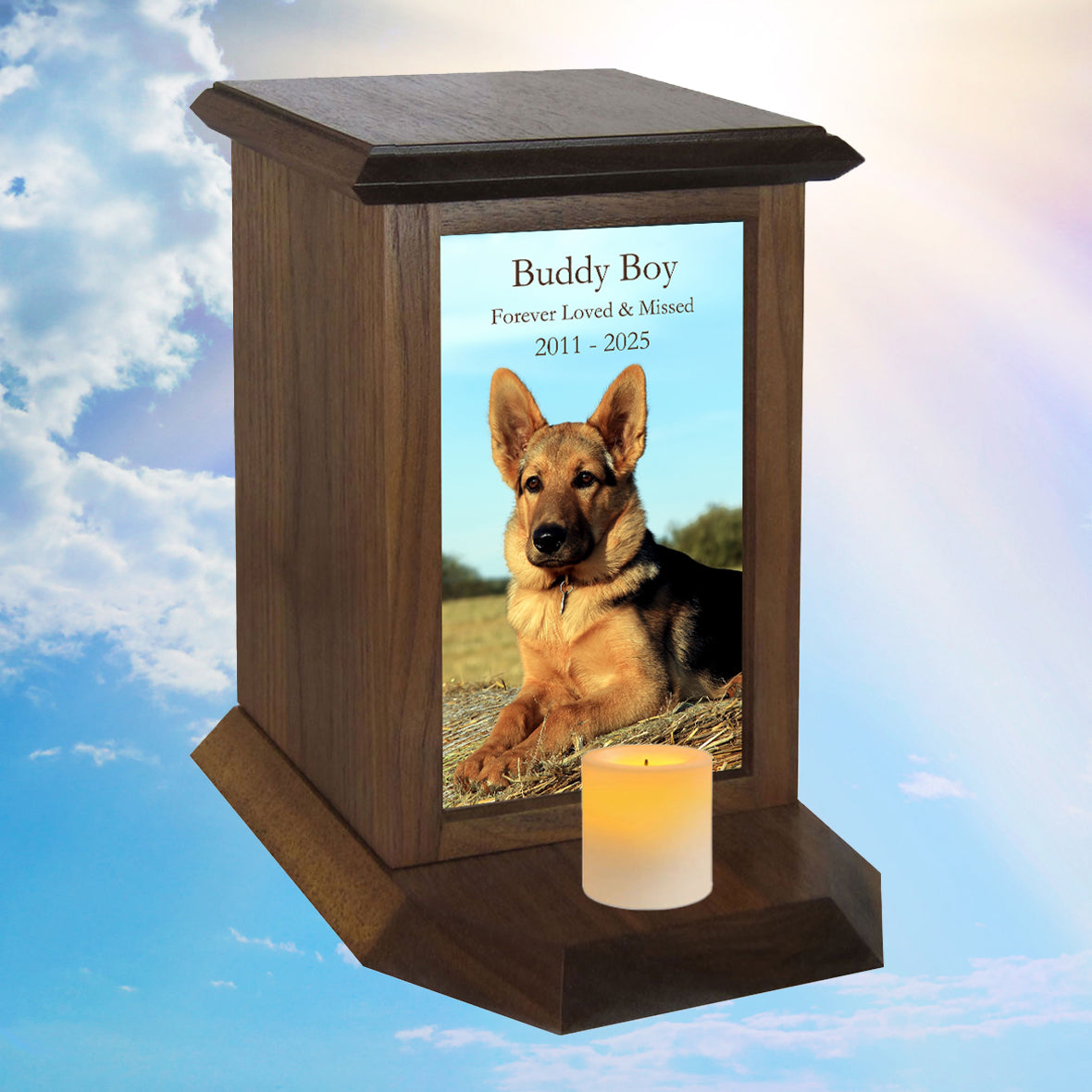 Dog Photo Candle Urn - Free Photo and Personalization - Candle Included