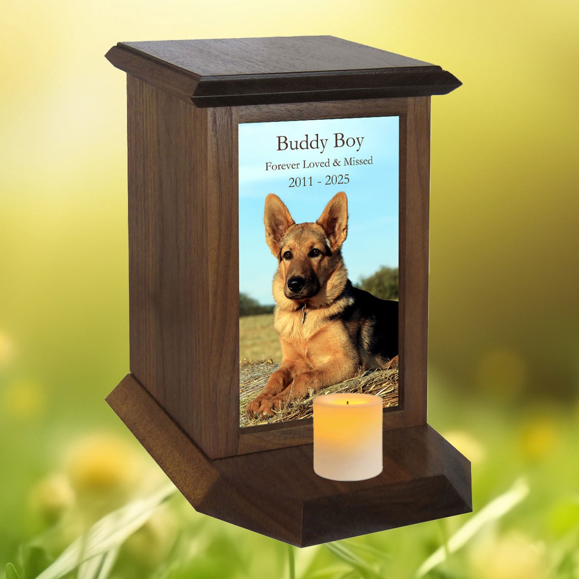 Dog Photo Candle Urn - Free Photo and Personalization - Candle Included
