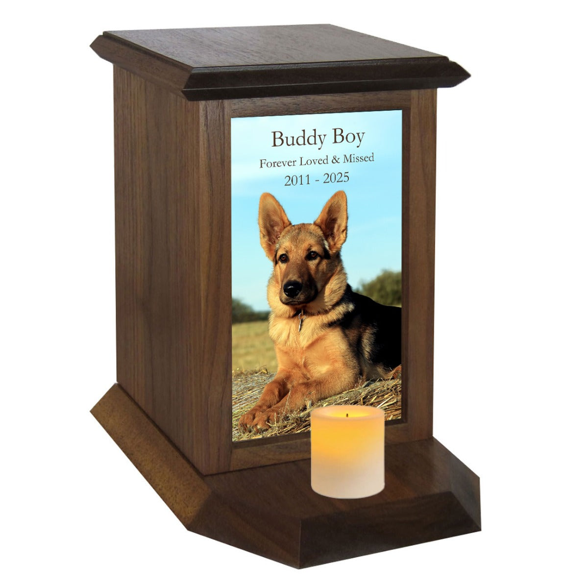 Dog Photo Candle Urn - Free Photo and Personalization - Candle Included