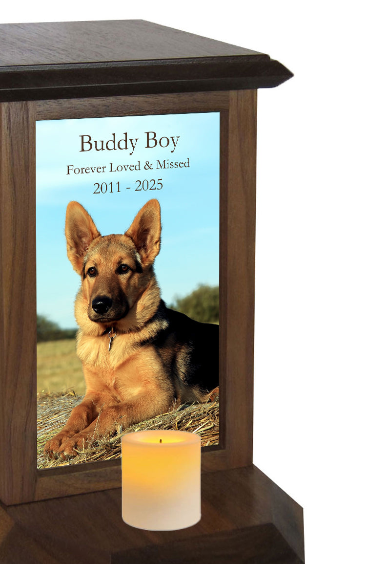 Dog Photo Candle Urn - Free Photo and Personalization - Candle Included