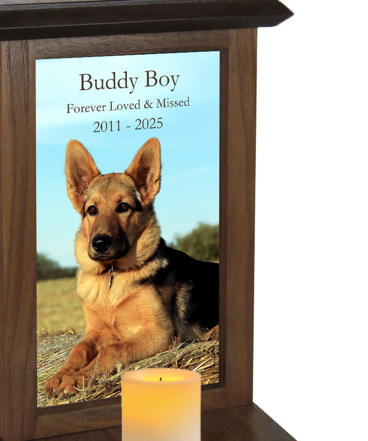 Dog Photo Candle Urn - Free Photo and Personalization - Candle Included