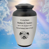 Canoe Pewter Adult Cremation Urn - Tribute Wreath™ - Pro Personalization - Burial Vault Option