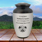 Canoe Pewter Adult Cremation Urn - Tribute Wreath™ - Pro Personalization - Burial Vault Option
