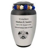 Canoe Pewter Adult Cremation Urn - Tribute Wreath™ - Pro Personalization - Burial Vault Option