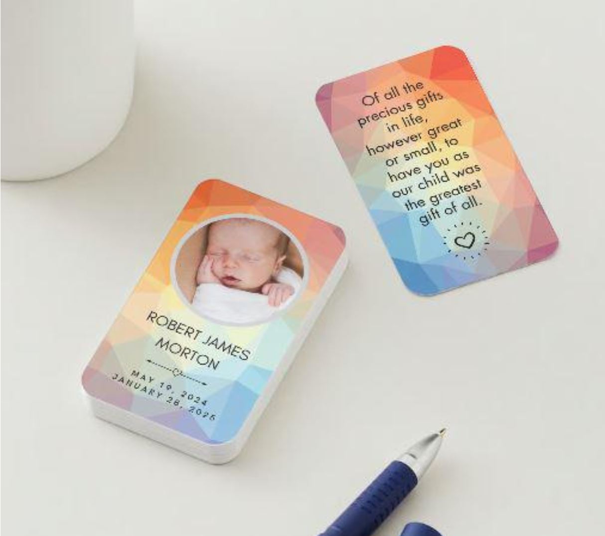 Heavenly Child Photo Urn Memorial Card and Angel Card Holder Options - Keep The Memory® Child Urn - Handcrafted Photo Hardwood Urn 
