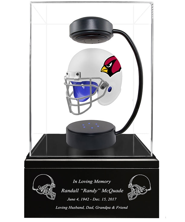 Football Cremation Urn & Arizona Cardinals Hover Helmet Décor