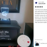 Cat Memorial Urn & Crystal Rectangle Set - Pet Cremation Crystal Urn