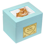 Small Pet Blue Photo Chest Urn - Free Plate