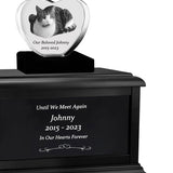 Cat Memorial Urn & Crystal Heart Set - Pet Heart Crystal Urn