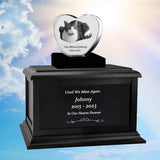 Cat Memorial Urn & Crystal Heart Set - Pet Heart Crystal Urn