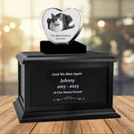 Cat Memorial Urn & Crystal Heart Set - Pet Heart Crystal Urn