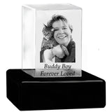 Cat Memorial Urn & Crystal Rectangle Set - Pet Cremation Crystal Urn