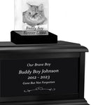 Cat Memorial Urn & Crystal Rectangle Set - Pet Cremation Crystal Urn