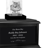 Cat Memorial Urn & Crystal Rectangle Set - Pet Cremation Crystal Urn