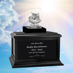 Cat Memorial Urn & Crystal Rectangle Set - Pet Cremation Crystal Urn
