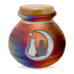 Cat Lover Moon Raku Cremation Adult or Medium Urn - Personalization Option