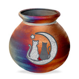 Cats On The Moon Raku Urn - Hand Made Pet Urn