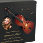 Cello Wood Adult Cremation Urn - Miniature Cello - Photo Option