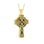 Celtic Cross Gold Cremation Pendant Urn - Love Charms™ Option