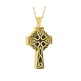 Celtic Cross Gold Cremation Pendant Urn - Love Charms™ Option