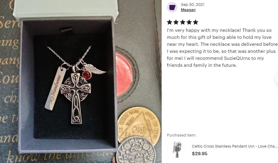 Celtic Cross Stainless Pendant Urn - Love Charms™ Option