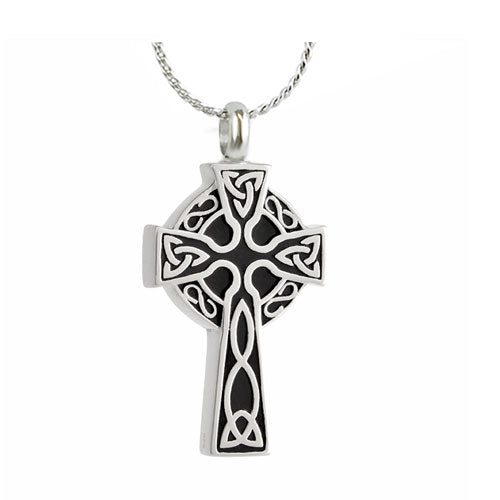 Celtic Cross Stainless Pendant Urn - Love Charms Option