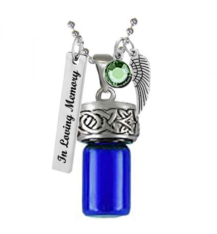 Celtic Knot Blue Cobalt Pendant Urn - Love Charms Option