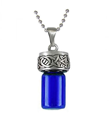 Celtic Knot Blue Cobalt Pendant Urn - Love Charms Option