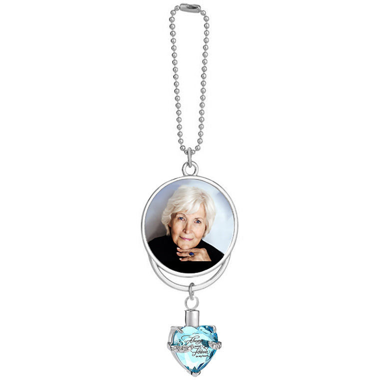 Crystal Heart Urn & Photo Medallion Christmas Ornament