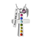 Chakra Cross Cremation Jewelry Urn - Love Charms Option