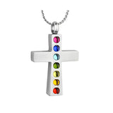 Chakra Cross Cremation Jewelry Urn - Love Charms Option