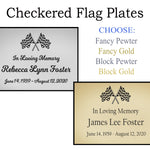 Checkered Flag Name Plates For Cremation Urns