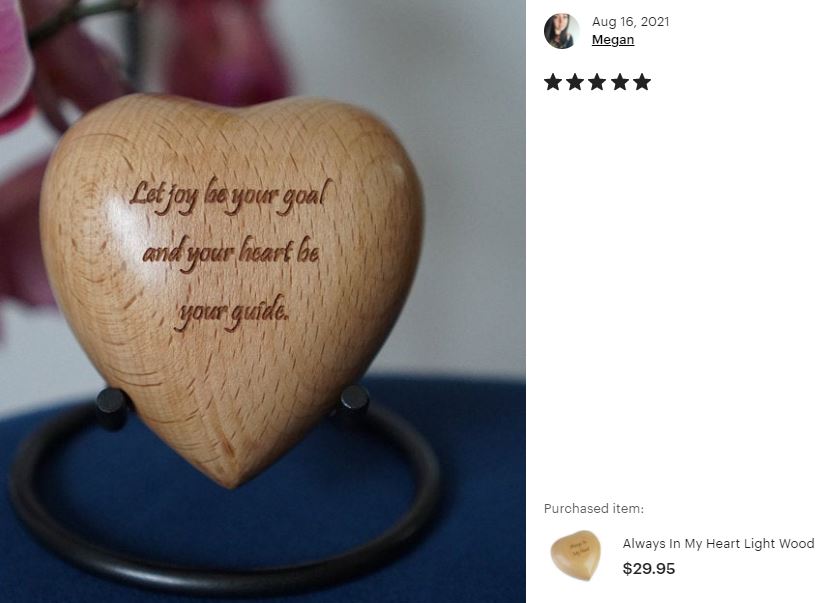 Always In My Heart Cherry Keepsake Cremation Urn - Engraving Option