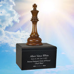Chess King Cremation Urn - Teak and Black Wood