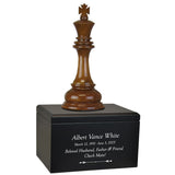 Chess King Cremation Urn - Teak and Black Wood