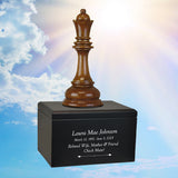 Chess Queen Cremation Urn - Teak and Black Wood