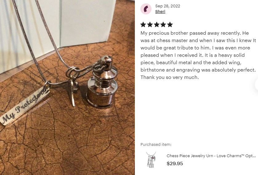 Chess Piece Jewelry Urn - Love Charms™ Option