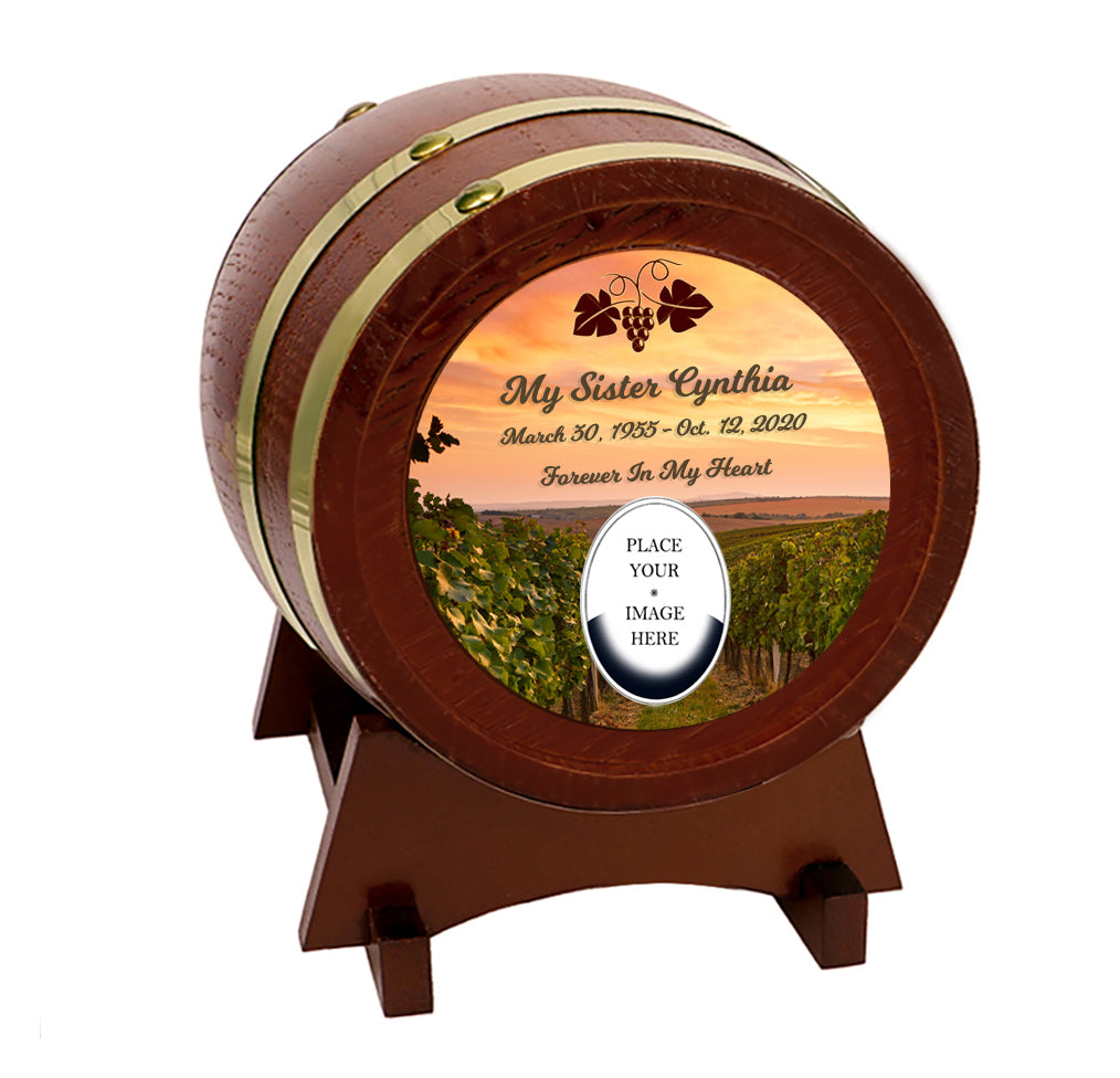 Vineyard Sunset Adult or Keepsake Chestnut Barrel Urn